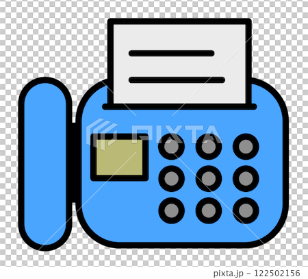 文章や用紙を電話回線で送受信するファックスのイラスト 122502156
