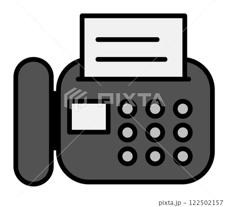 文章や用紙を電話回線で送受信するファックスのイラスト 122502157