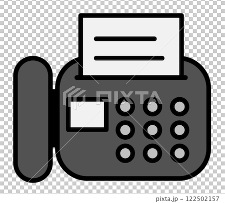 文章や用紙を電話回線で送受信するファックスのイラスト 122502157