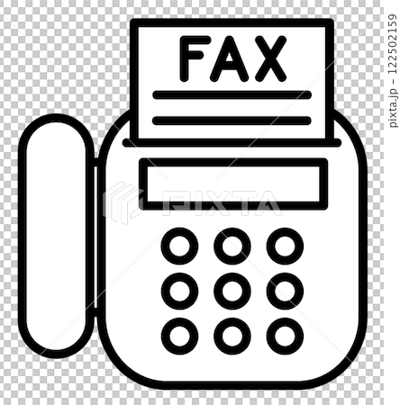Illustration of a fax machine that sends and receives documents and papers over telephone lines 122502159