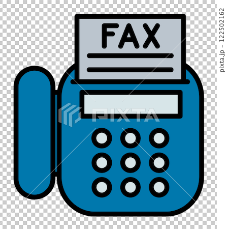 文章や用紙を電話回線で送受信するファックスのイラスト 122502162