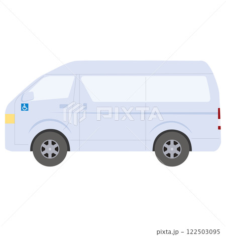 訪問看護サービスの自宅送迎途中の福祉車両（車椅子マーク付き）＿治療＿医療 122503095