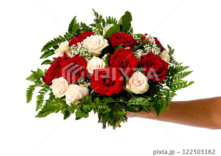 Woman holding bouquet Woman holding bouquet 122503162