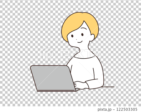 操作筆記型電腦的女人插畫 122503305
