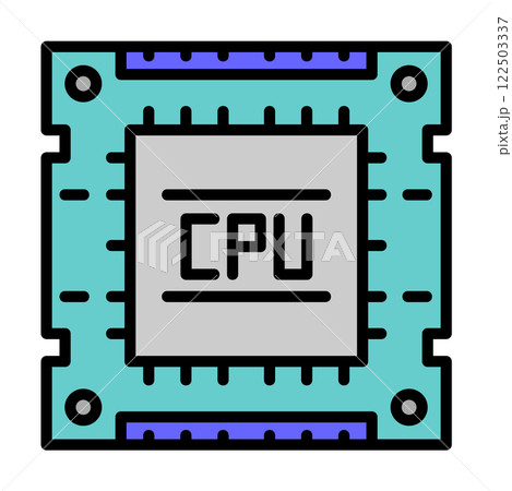コンピューターの処理や演算をする処理装置となるCPUのイラスト コンピューターの処理や演算をする処理装置となるCPUのイラスト 122503337