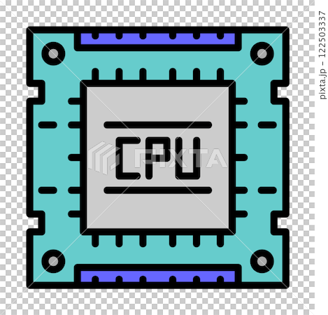 コンピューターの処理や演算をする処理装置となるCPUのイラスト コンピューターの処理や演算をする処理装置となるCPUのイラスト 122503337