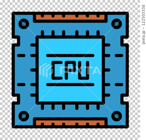 コンピューターの処理や演算をする処理装置となるCPUのイラスト 122503338