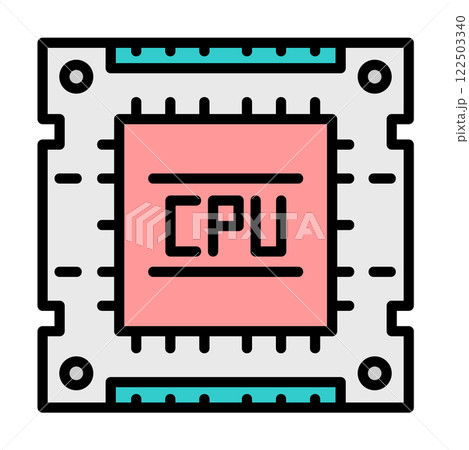 コンピューターの処理や演算をする処理装置となるCPUのイラスト 122503340