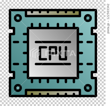 Illustration of a CPU, the processing unit that processes and calculates information on a computer Illustration of a CPU, the processing unit that processes and calculates information on a computer 122503342