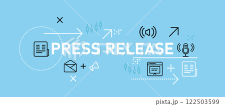 Press Release conceptual communication update newspaper information announcement social media reportage publish business society design icon outline set collection 122503599