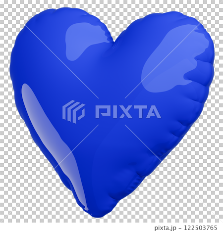 3D画像_ハートの風船_青 122503765