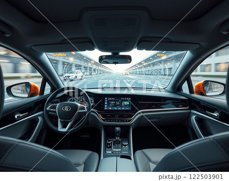 AI自動運転自動車　インパネのディスプレイ 122503901