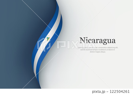 Nicaragua flag on Waving ribbon Nicaragua flag on Waving ribbon 122504261