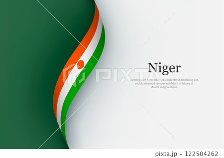 Niger flag on Waving ribbon Niger flag on Waving ribbon 122504262