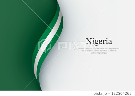 Nigeria flag on Waving ribbon Nigeria flag on Waving ribbon 122504263
