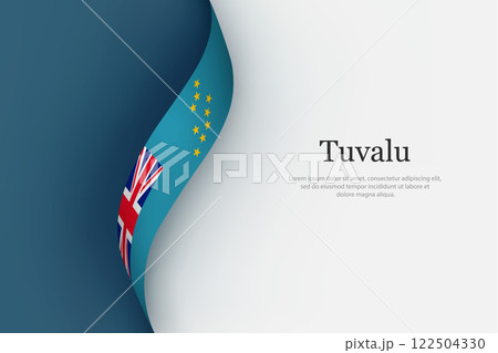 Tuvalu flag on Waving ribbon 122504330