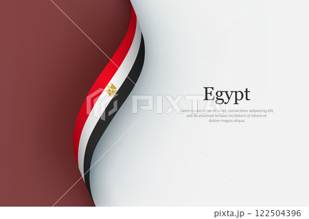 Egypt flag on Waving ribbon 122504396