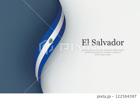 El Salvador flag on Waving ribbon El Salvador flag on Waving ribbon 122504397