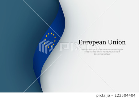 European Union flag on Waving ribbon European Union flag on Waving ribbon 122504404