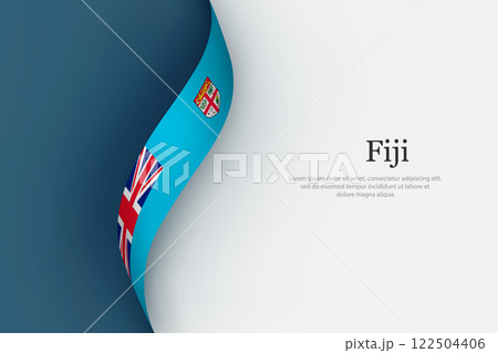 Fiji flag on Waving ribbon Fiji flag on Waving ribbon 122504406