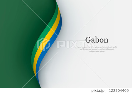 Gabon flag on Waving ribbon 122504409