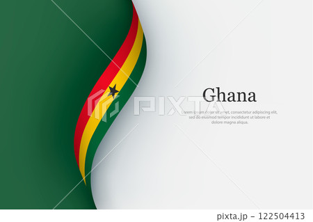 Ghana flag on Waving ribbon 122504413