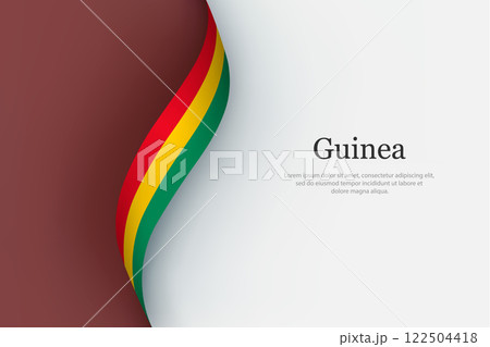 Guinea flag on Waving ribbon Guinea flag on Waving ribbon 122504418