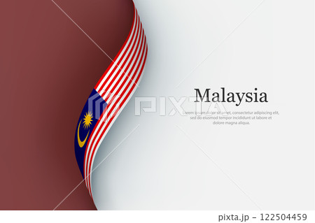 Malaysia flag on Waving ribbon 122504459