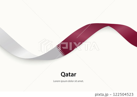Qatar flag on Waving ribbon Qatar flag on Waving ribbon 122504523