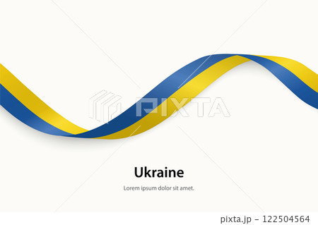 Ukraine flag on Waving ribbon Ukraine flag on Waving ribbon 122504564