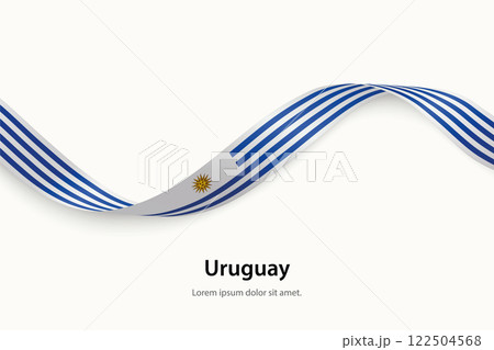 Uruguay flag on Waving ribbon 122504568