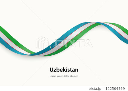 Uzbekistan flag on Waving ribbon 122504569