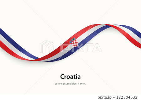 Croatia flag on Waving ribbon 122504632
