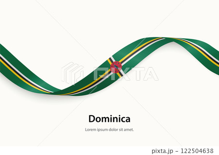 Dominica flag on Waving ribbon Dominica flag on Waving ribbon 122504638