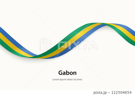 Gabon flag on Waving ribbon 122504654
