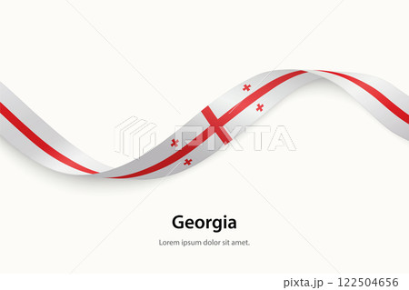 Georgia flag on Waving ribbon Georgia flag on Waving ribbon 122504656