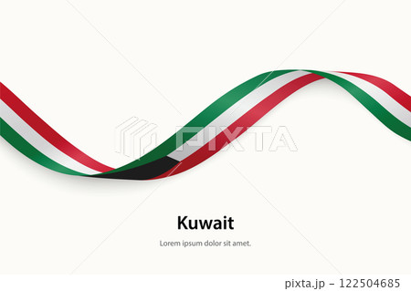 Kuwait flag on Waving ribbon 122504685