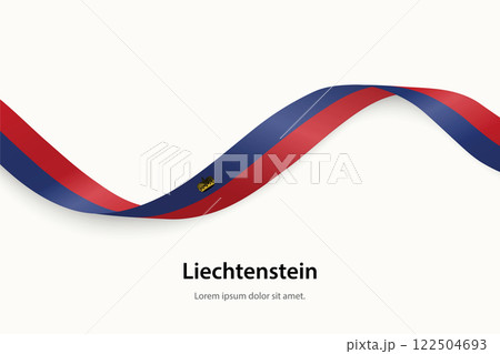 Liechtenstein flag on Waving ribbon 122504693