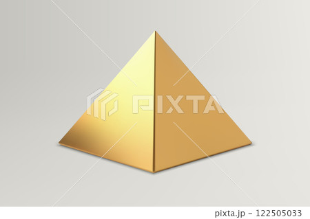 Golden 3D Pyramid on Neutral Background 122505033