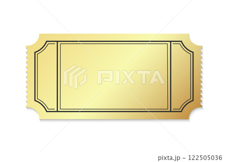Shiny Golden Ticket With Decorative Borders 122505036