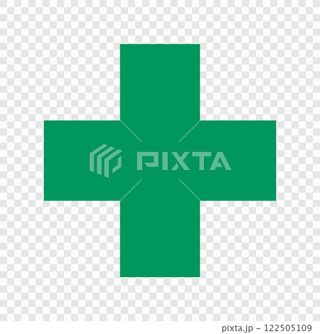 Green Medical Cross Icon on Transparent Background Green Medical Cross Icon on Transparent Background 122505109