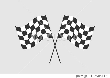 Crossed Checkered Racing Flags on Grey Background Crossed Checkered Racing Flags on Grey Background 122505112