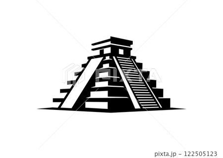 Black Silhouette of Mayan Pyramid Icon Black Silhouette of Mayan Pyramid Icon 122505123