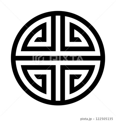 Traditional Circular Chinese Longevity Symbol Design 122505135