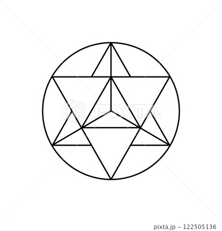 Merkaba Sacred Geometry Symbol with Circular Outline 122505136
