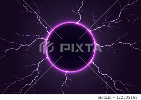 Electric Solar Eclipse with Purple Lightning Bolts 122505168