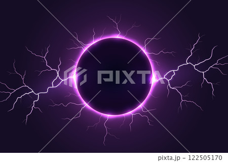 Electric Solar Eclipse with Purple Lightning Bolts 122505170