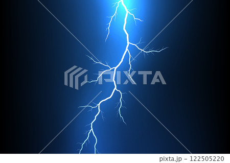 Bright Lightning Bolt on Deep Blue Background 122505220
