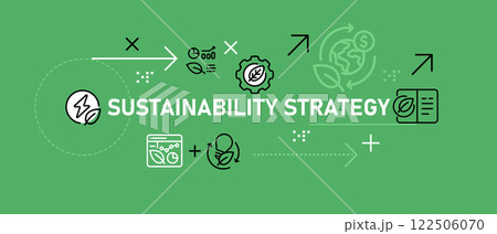 Sustainability Strategy conceptual eco environment new technology planning nature power energy optimization sustainable development design icon outline set collection 122506070