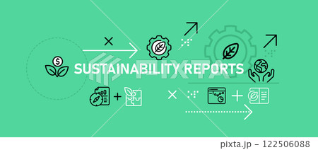Sustainability Reports conceptual eco-friendly process renewable energy social organization business company information environmental development design icon outline set collection Sustainability Reports conceptual eco-friendly process renewable energy social organization business company information environmental development design icon outline set collection 122506088